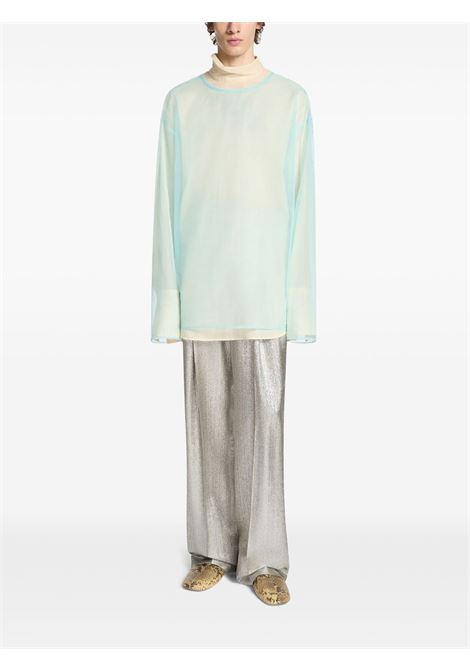 sheer crew neck shirt man turquoise DRIES VAN NOTEN | 251-020740-1501503